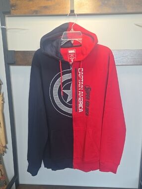 Marvel Captain America Split Red & Black Zip Hoodie